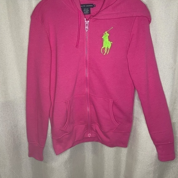 Vintage RALPH LAUREN Zip Up Hoodie Bright Pink Med​​​​​​​​​​​​​​​​​​​​​​​​​ - Picture 12 of 12